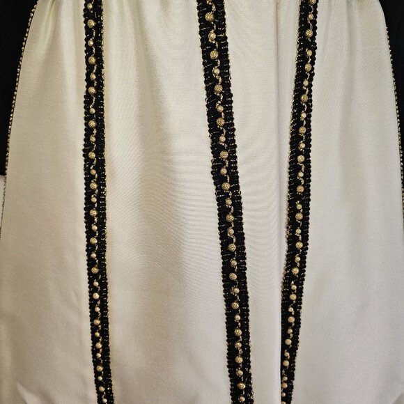 Vintage 1960s Hong Kong Hostess Maxi Gown Dress sz S Embroidered Black Cream - Picture 5 of 12